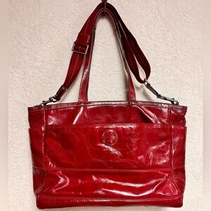 Coach Glossy Red diaper Baby Bag